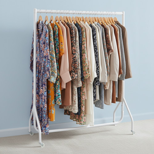 White heavy duty clothes rail - clothes,