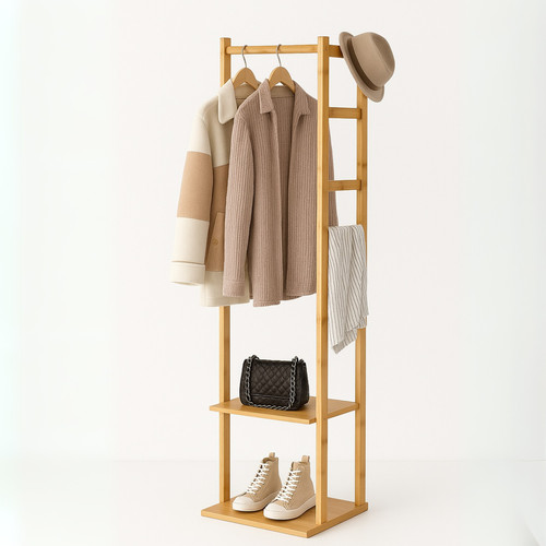 Narrow bamboo clothes rail - narrow,