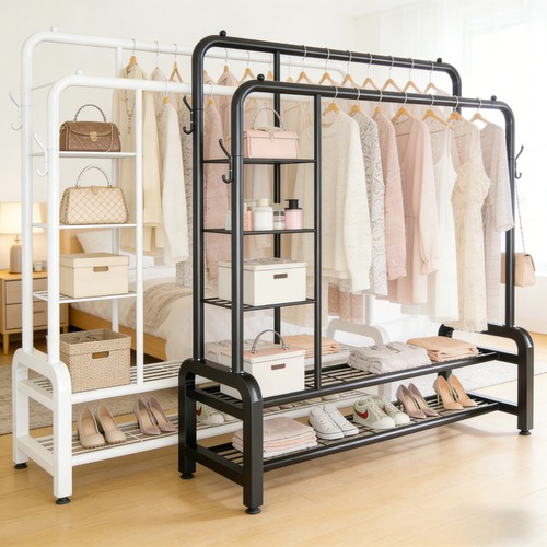 Heavy duty double clothes - double, rail
